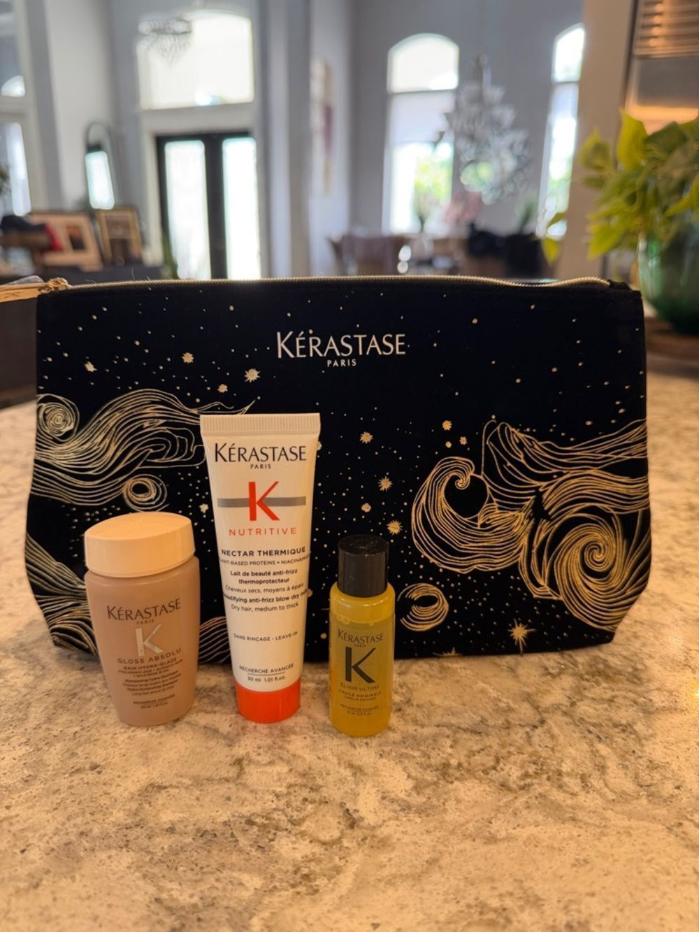 Kérastase Travel Hair Trio with Black & Gold Pouch